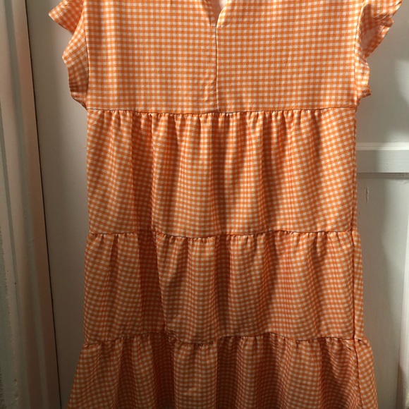 Seersucker orange mini dress - Picture 3 of 7